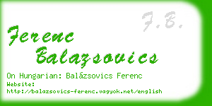 ferenc balazsovics business card